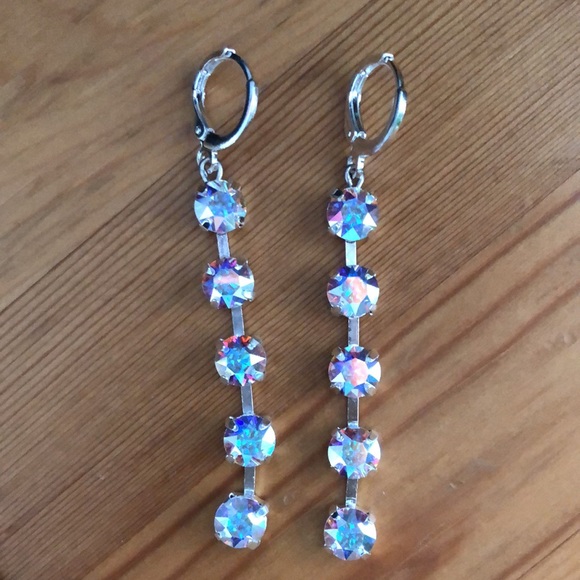 Aurora Borealis Crystal Drop Earrings - Picture 13 of 13